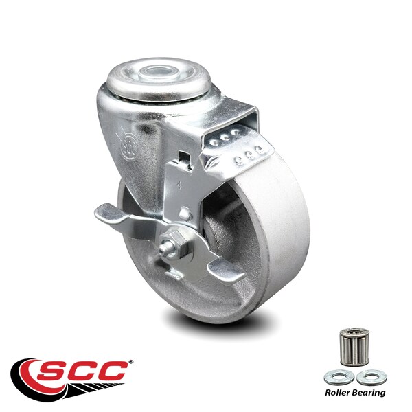 4 Inch Semi Steel Wheel Swivel Bolt Hole Caster with Brake